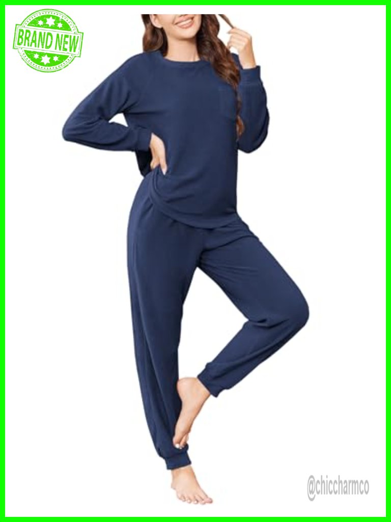 Fuzzy Fleece Pajama Set Long Sleeve Jogger Sleepwear With Pockets